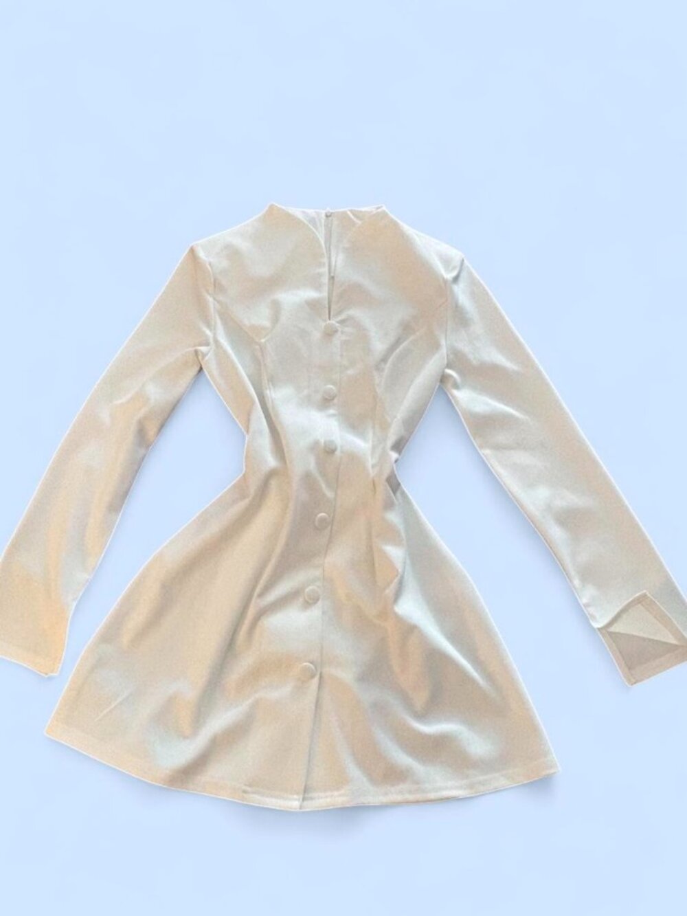 White short long-sleeve blazer mini dress